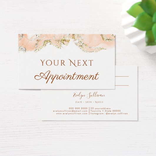 Pfirsichmarmor Design Terminkarte (Schreibtisch)