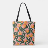 Pfirsichmuster auf rosa Hintergrund. Handgezogene Tasche (Rückseite)