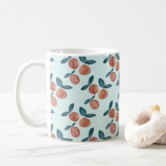 Pfirsichmuster-Malerei Vintage Kaffeetasse (Mit Donut)