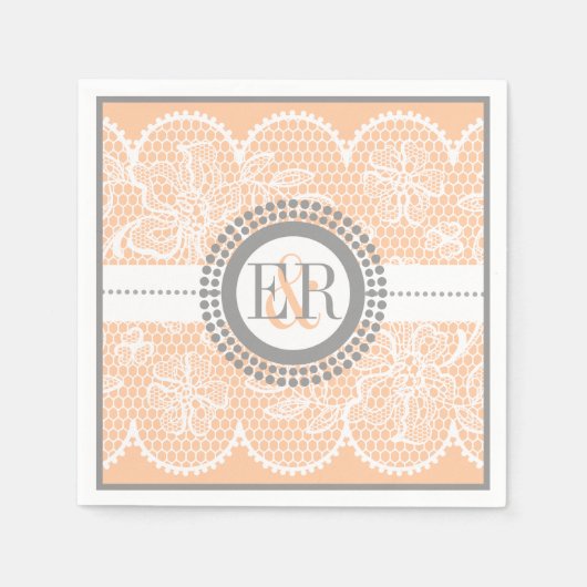 Pfirsichmusterhochzeit Serviette (Vorderseite)