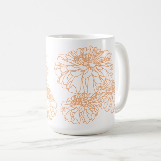 Pfirsichorange hübsche Blütenblätter Kaffeetasse (VorderseiteRechts)