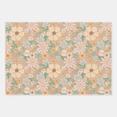 Pfirsichorange, rosa Grau, Blüte, 3 Set Geschenkpapier Set (Vorderseite 2)