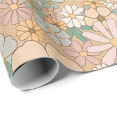 Pfirsichorange, rosa Grau, Blütenblätter, Geschenkpapier (Rolleneckpunkt)