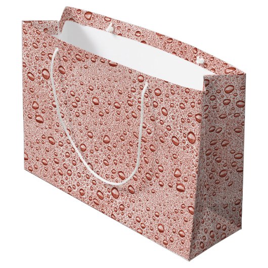 Pfirsichorangefarbene Wassertropfen Große Geschenktüte (Rückseite Schrägansicht)