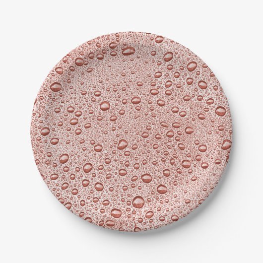 Pfirsichorangefarbene Wassertropfen Pappteller (Vorderseite)