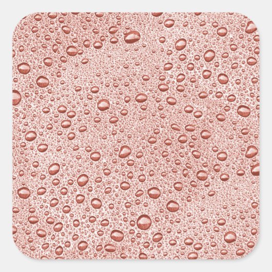 Pfirsichorangefarbene Wassertropfen Quadratischer Aufkleber (Vorderseite)