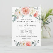 Pfirsichpastel Pink Bläserne Hochzeit im Sommer Einladung (Stehend Vorderseite)