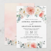 Pfirsichpastel Pink Bläserne Hochzeit im Sommer Einladung (Vorne/Hinten)