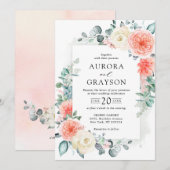 Pfirsichpastel Pink Bläserne Hochzeit im Sommer Einladung (Vorne/Hinten)