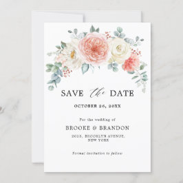 Pfirsichpastel Pink Bläserne Hochzeit im Sommer Save The Date