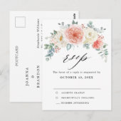 Pfirsichpastel Pink Floral Wedding RSVP Postkarte (Vorne/Hinten)