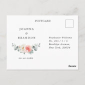 Pfirsichpastel Pink Floral Wedding RSVP Postkarte (Rückseite)