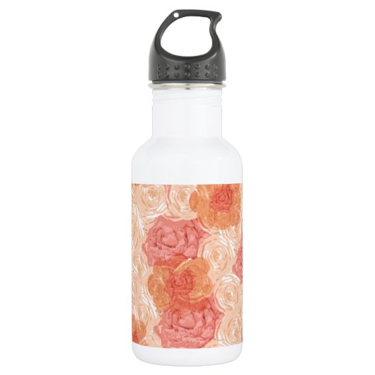 Pfirsichpastellfarbene Vintage Rose Edelstahlflasche (Vorderseite)