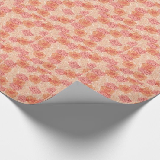 Pfirsichpastellfarbene Vintage Rose Geschenkpapier (Ecke)