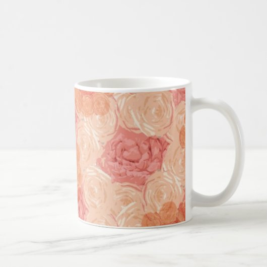 Pfirsichpastellfarbene Vintage Rose Kaffeetasse (Rechts)