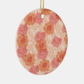 Pfirsichpastellfarbene Vintage Rose Keramikornament (Rechts)