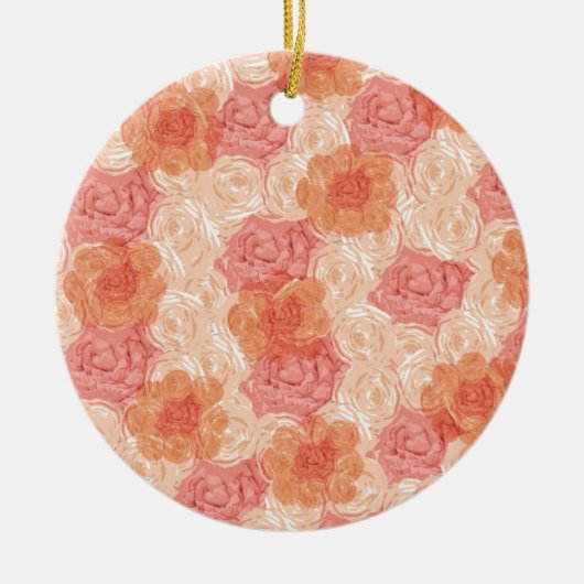 Pfirsichpastellfarbene Vintage Rose Keramikornament (Vorne)
