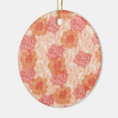 Pfirsichpastellfarbene Vintage Rose Keramikornament (Links)