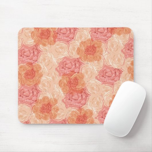 Pfirsichpastellfarbene Vintage Rose Mousepad (Mit Mouse)