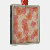 Pfirsichpastellfarbene Vintage Rose Silbernes Ornament (Rechts)