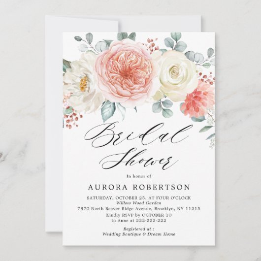 Pfirsichpastete Pink Pink Brautparty Einladung (Vorderseite)