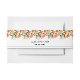 Pfirsichpferde Blume und Blätter Blumenhochzeit Einladungsbanderole