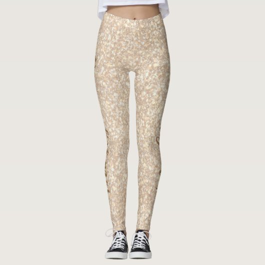 Pfirsichpfirsichbräunlicher Glitzer - KUSTOM Leggings (Vorderseite)