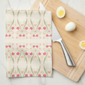 Pfirsichpfirsiche und grün geschirrtuch (Viertel Falte)