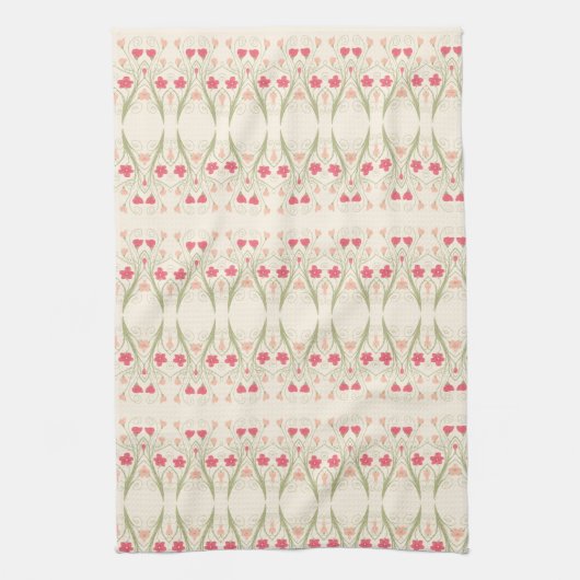 Pfirsichpfirsiche und grün geschirrtuch (Vertikal)