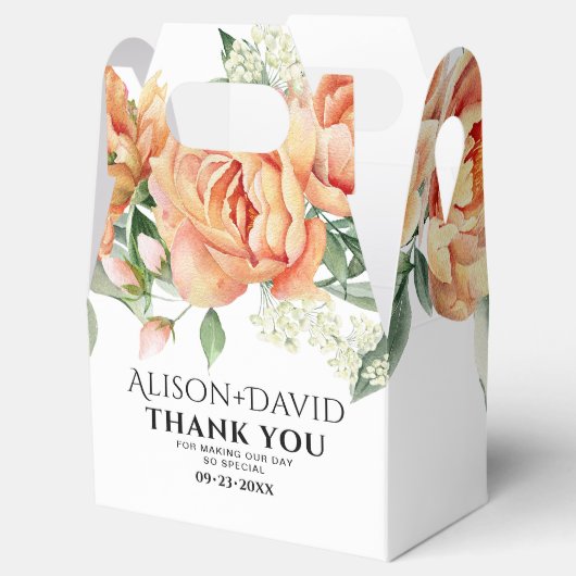 Pfirsichpfirsichhochzeit, Blume und Typografie Geschenkschachtel (Geöffnet)