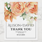 Pfirsichpfirsichhochzeit, Blume und Typografie Weinetikett (Einzelnes Label)