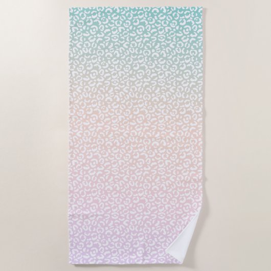 Pfirsichpfirsichpfirsichfarben, Lila weißer Leopar Strandtuch (Vorderseite)