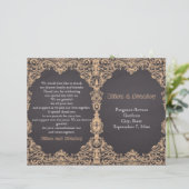 Pfirsichrahmen, Kalkboard gefaltetes Hochzeitsprog (Stehend Vorderseite)