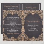 Pfirsichrahmen, Kalkboard gefaltetes Hochzeitsprog (Vorne/Hinten)