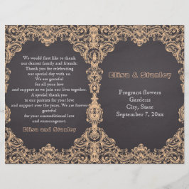 Pfirsichrahmen, Kalkboard gefaltetes Hochzeitsprog