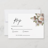 Pfirsichrosa Aquarellkirche Hochzeit Blumen RSVP Karte (Vorderseite)