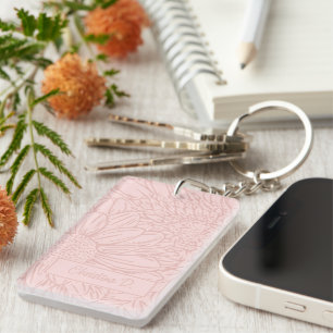 Pfirsichrosa auf rosa Chrysanthemen mit Foto Schlüsselanhänger