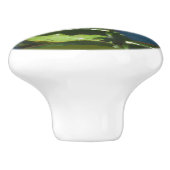 Pfirsichrosa blauer Floral Monogramm-Schublade Keramikknauf (Seitenansicht)