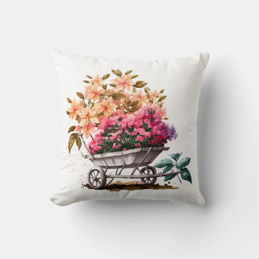 Pfirsichrosa Blume in Weißraderfässern Kissen (Vorderseite)