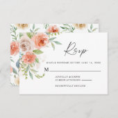 Pfirsichrosa Blumenkarte RSVP Karte (Vorne/Hinten)