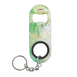 *~* Pfirsichrosa Blumenkolonie Glitzer Aquarell Mini Flaschenöffner