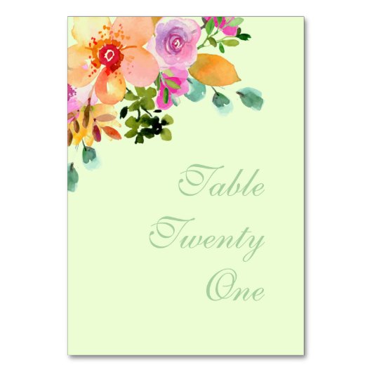 Pfirsichrosa Blumenschrift Tischnummer (Rückseite)