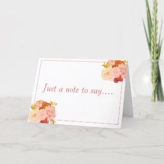 Pfirsichrosa Blumenstrauß, nur ein Hinweis Dankeskarte