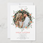 Pfirsichrosa Blumenzauber Foto Hochzeit Einladung (Vorderseite)