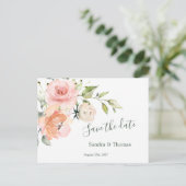 Pfirsichrosa Blüte, Save the Date Einladungspostkarte (Stehend Vorderseite)