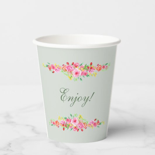 Pfirsichrosa Brautparty Pappbecher (Vorderseite)