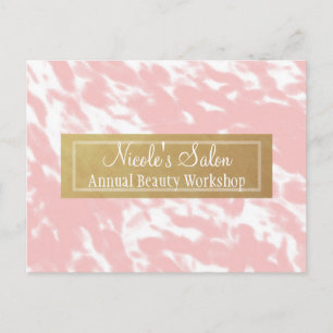 Pfirsichrosa & Faux-Gold Chic-Salon-Event-Postkart Postkarte