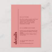 Pfirsichrosa fette Hochzeitsinformationen Begleitkarte (Vorderseite)