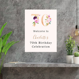 Pfirsichrosa Flora Nr. 70. Geburtstag Poster