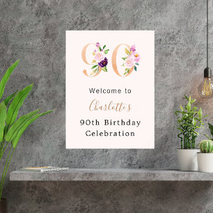 Pfirsichrosa Flora Nr. 90. Geburtstag Poster